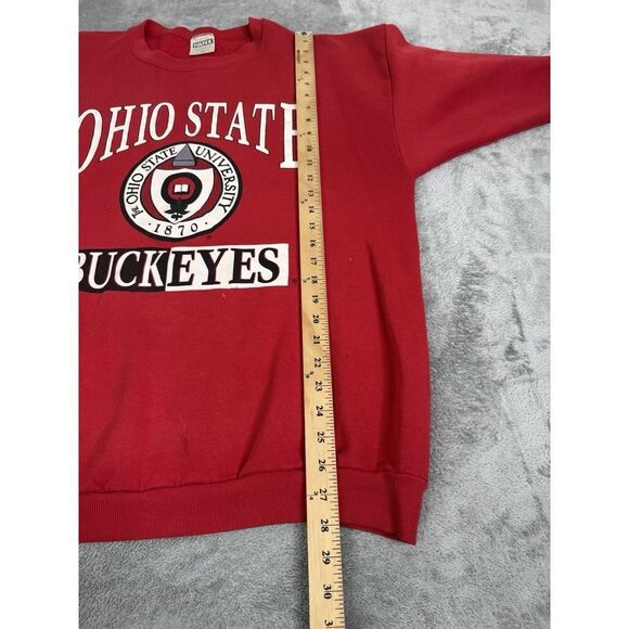 Vintage 90s Ohio State Buckeyes Pullover Sweatshirt Men's Size 2XL XXL Red - Picture 10 of 11